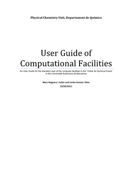 User Guide of Computational Facilities