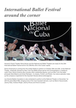 International Ballet Festival Around the Corner