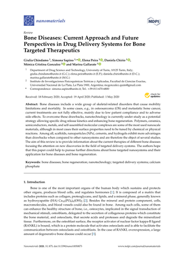 Bone Diseases: Current Approach and Future Perspectives in Drug Delivery Systems for Bone Targeted Therapeutics