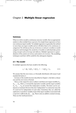 Chapter 2 Multiple Linear Regression