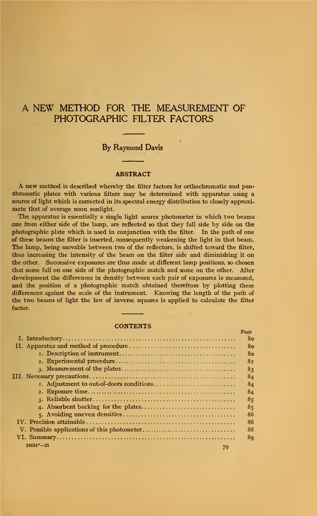 A New Method for the Measurement of Photographic Filter Factors