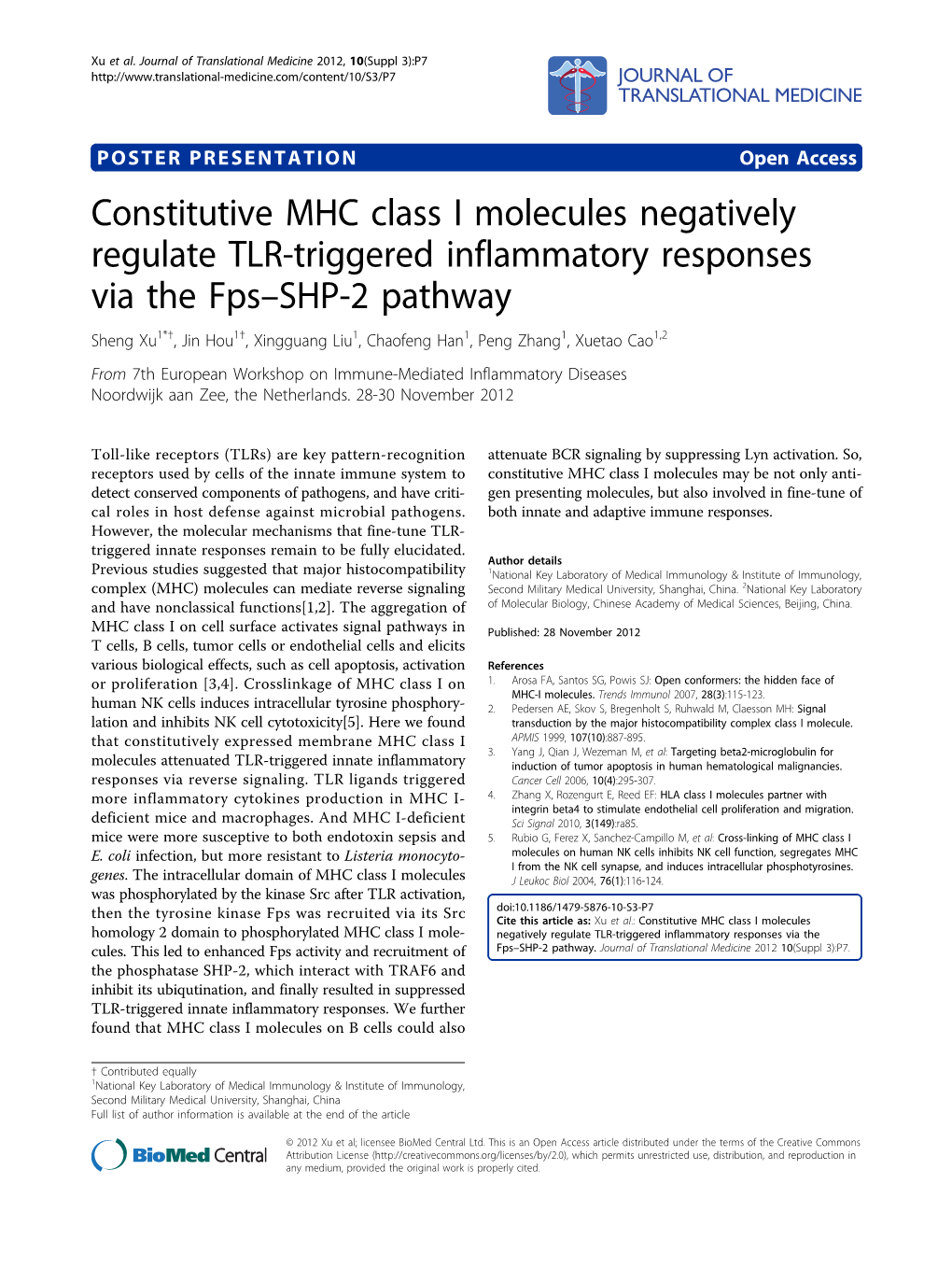Constitutive MHC Class I Molecules Negatively Regulate