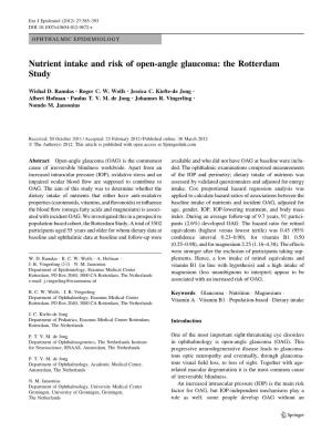 Nutrient Intake and Risk of Open-Angle Glaucoma: the Rotterdam Study