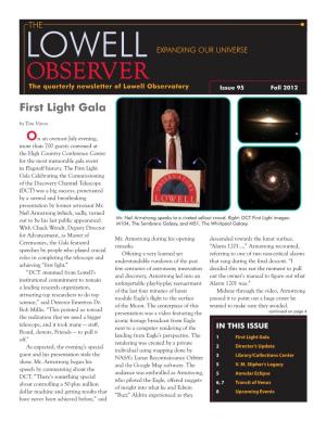 LOWELL OBSERVER | Fall 2012 LOWELL EXPANDING OUR UNIVERSE OBSERVER the Quarterly Newsletter of Lowell Observatory Issue 95 Fall 2012