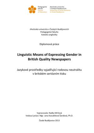 Linguistic Means of Expressing Gender in British Quality Newspapers