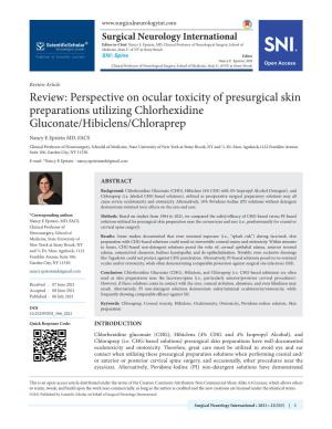 Review: Perspective on Ocular Toxicity of Presurgical Skin Preparations