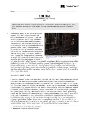 Commonlit | Cell