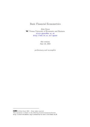 Basic Financial Econometrics