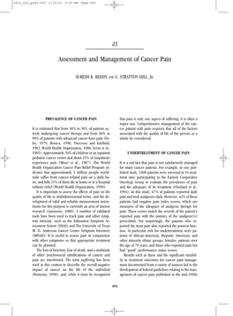 Assessment and Management of Cancer Pain
