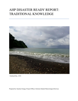 Ahp Disaster Ready Report: Traditional Knowledge