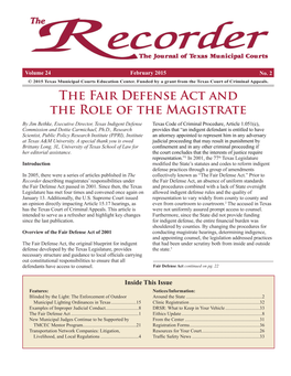 The Fair Defense Act and the Role of the Magistrate