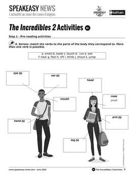 The Incredibles 2 Activities A1+ Step 1 - Pre-Reading Activities