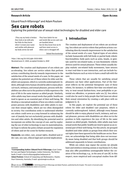 Sex Care Robots Exploring the Potential Use of Sexual Robot Technologies for Disabled and Elder Care
