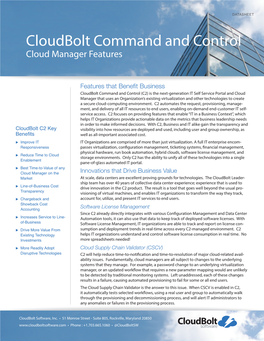 Cloudbolt Command and Control Cloud Manager Features