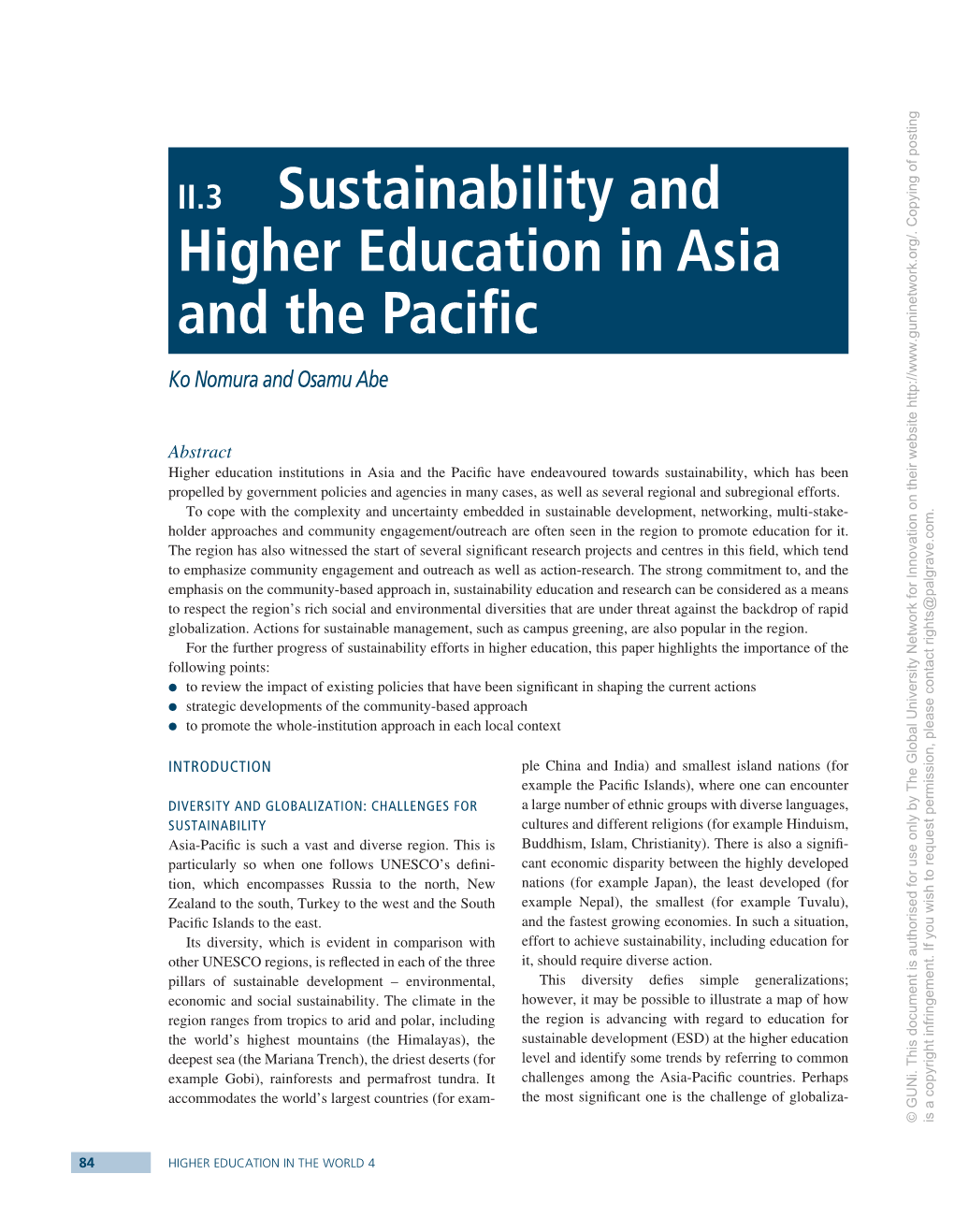 Sustainability and Higher Education in Asia and the Pacific 85