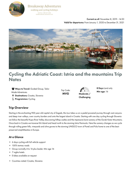 Cycling the Adriatic Coast: Istria and the Mountains Trip Notes