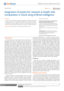 Integration of System for Research in Health with Computation in Cloud Using Artificial Intelligence