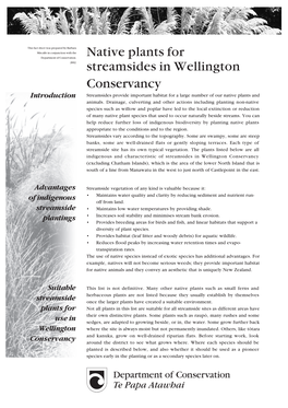 Native Plants for Streamside Planting in Wellington Conservancy
