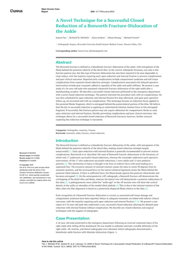 A Novel Technique for a Successful Closed Reduction of a Bosworth Fracture-Dislocation of the Ankle