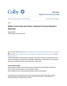 Kibbee, Community and Culture: Lebanese Food and Identity in Waterville