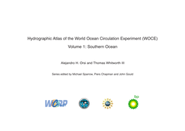 Hydrographic Atlas of the World Ocean Circulation Experiment (WOCE) Volume 1: Southern Ocean