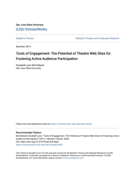 Tools of Engagement: the Potential of Theatre Web Sites for Fostering Active Audience Participation