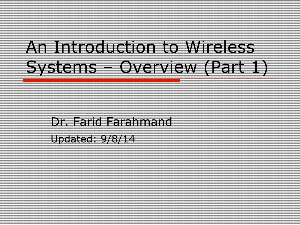 Introduction to Wireless Technologies