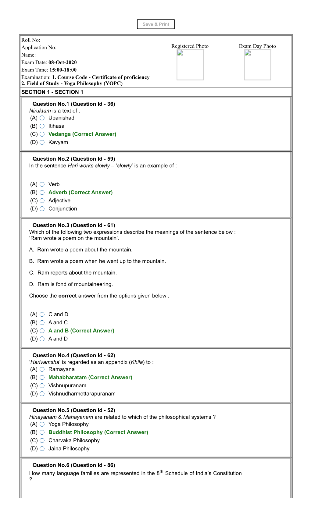 08-Oct-2020 Exam Time: 15:00-18:00 Examination: 1