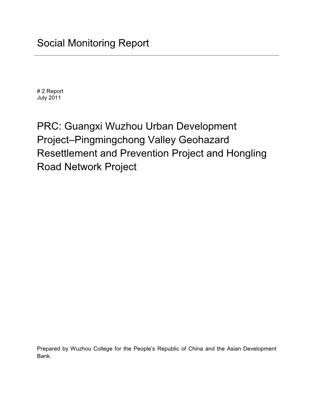 SMR: PRC: Guangxi Wuzhou Urban Development Project