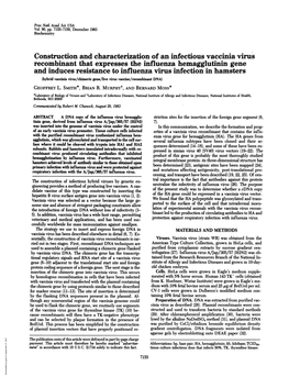Construction and Characterization of an Infectious Vaccinia Virus And