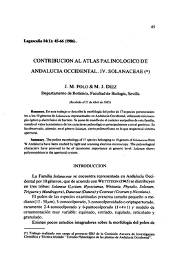 Contribucion Al Atlas Palinologico De Andalucia Occidental