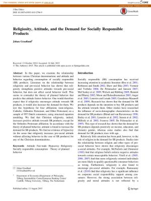 Religiosity, Attitude, and the Demand for Socially Responsible Products
