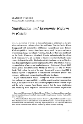 Stabilization and Economic Reform in Russia