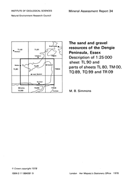The Sand and Gravel Resources of the Dengie Peninsula, Essex