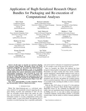 Application of Bagit-Serialized Research Object Bundles for Packaging and Re-Execution of Computational Analyses