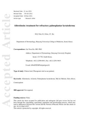 Alitretinoin: Treatment for Refractory Palmoplantar Keratoderma
