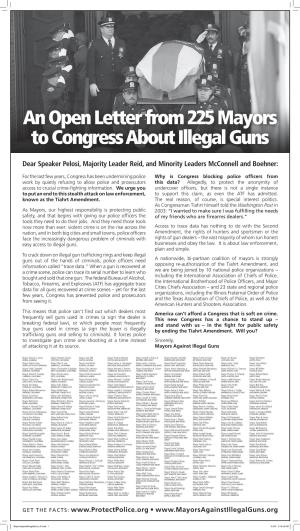An Open Letter from 225 Mayors to Congress About Illegal Guns