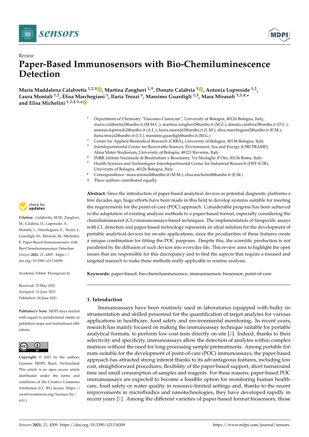 Paper-Based Immunosensors with Bio-Chemiluminescence Detection