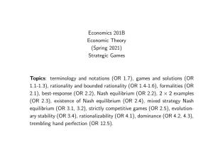 Economics 201B Economic Theory (Spring 2021) Strategic Games