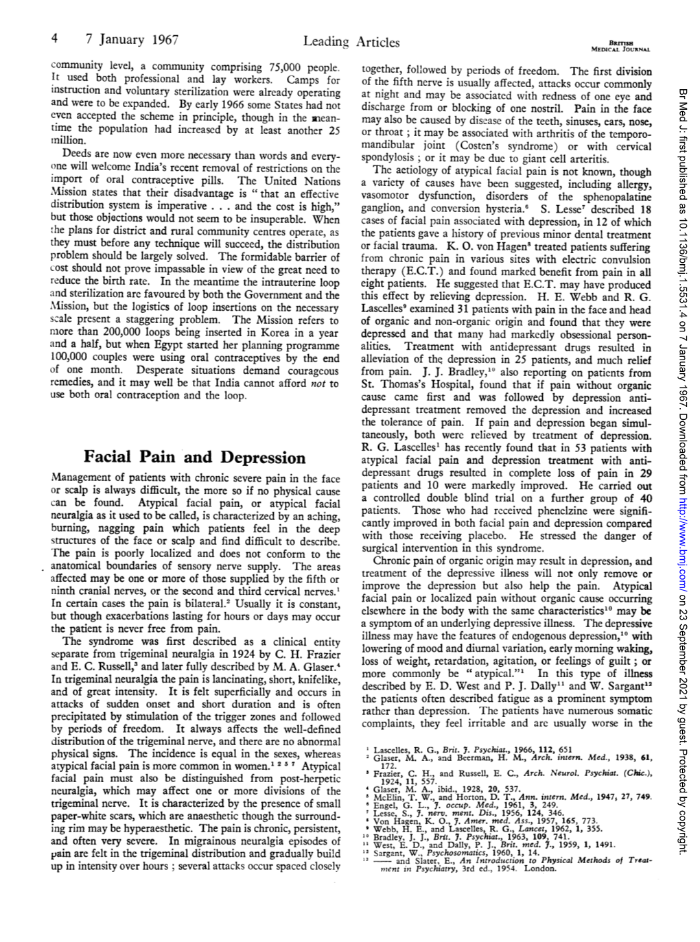 Facial Pain and Depression