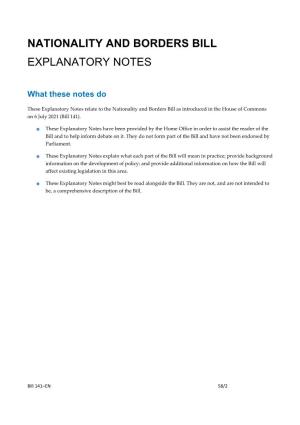 Nationality and Borders Bill Explanatory Notes