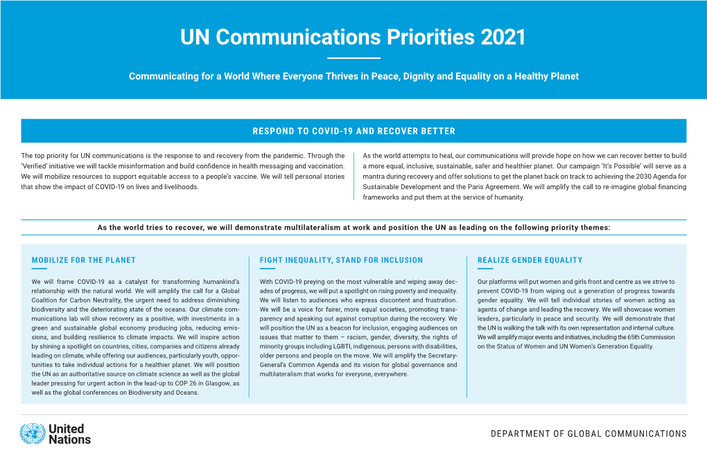 UN Communications Priorities 2021
