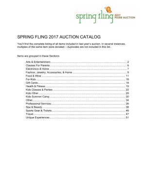 Spring Fling 2017 Auction Catalog