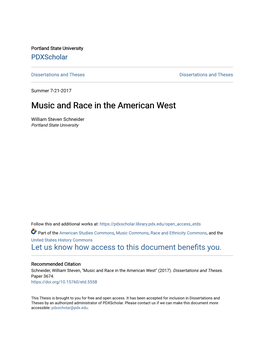 Music and Race in the American West