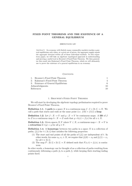 Fixed Point Theorems and the Existence of a General Equilibrium