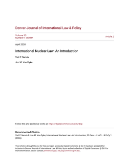 International Nuclear Law: an Introduction