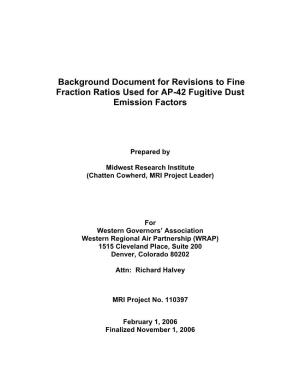Background Document for Revisions to Fine Fraction Ratios Used for AP-42 Fugitive Dust Emission Factors