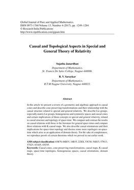 Causal and Topological Aspects in Special and General Theory of Relativity