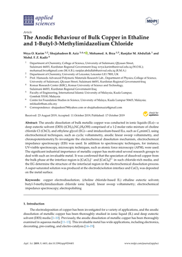 The Anodic Behaviour of Bulk Copper in Ethaline and 1-Butyl-3-Methylimidazolium Chloride