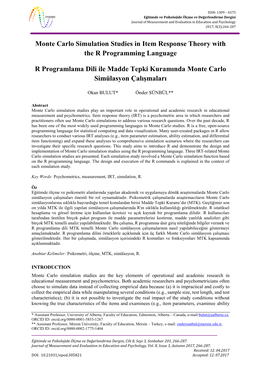 Monte Carlo Simulation Studies in Item Response Theory with the R Programming Language